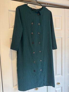 Teal Green Double-Breasted Women's Dress
